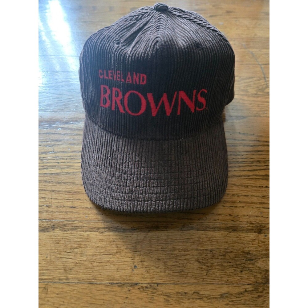 Vintage Cleveland Browns Hat Cap Adult Brown Snapback Corduroy AJD 90s NFL
